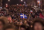 Students march as they protest against tuition hikes in downtown&nbsp;Montreal